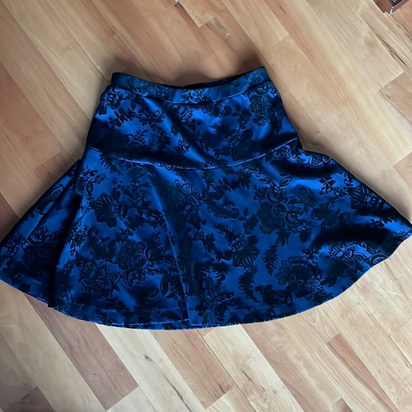 Source Unknown Dresses & Skirts - Midnight Blue Skirt thick Black velvet detailing fabric reem uncut royalcore